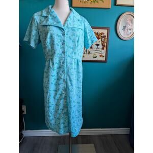 Volup Vintage Floral Dagger Collar Button Front Mini Dress